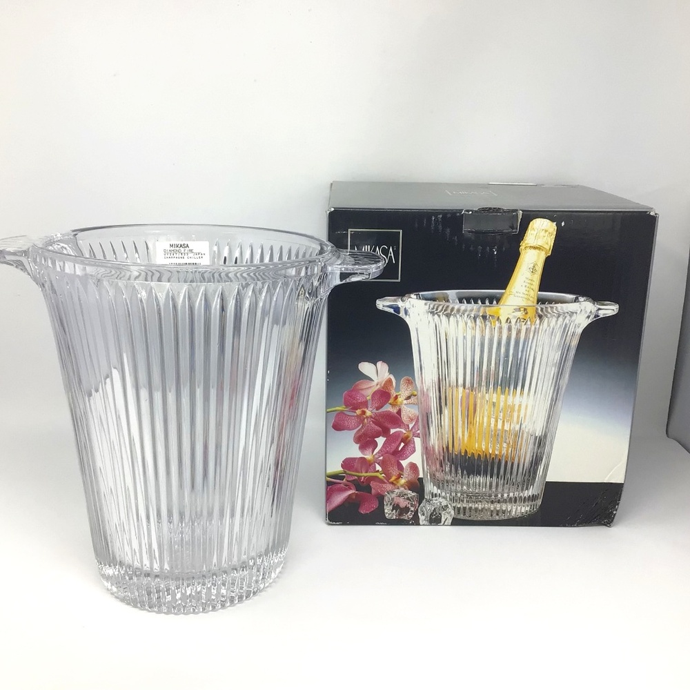 NEW Mikasa Diamond Fire Crystal Glass Champagne Wine Bottle Chiller